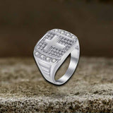 Fashion Cross Diamond-Set Stainless Steel Ring | Gthic.com