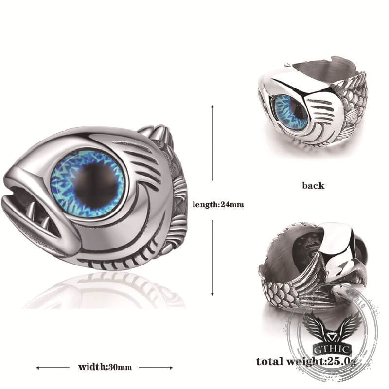 Fashion Fish Gem Eyes Stainless Steel Animal Ring | Gthic.com