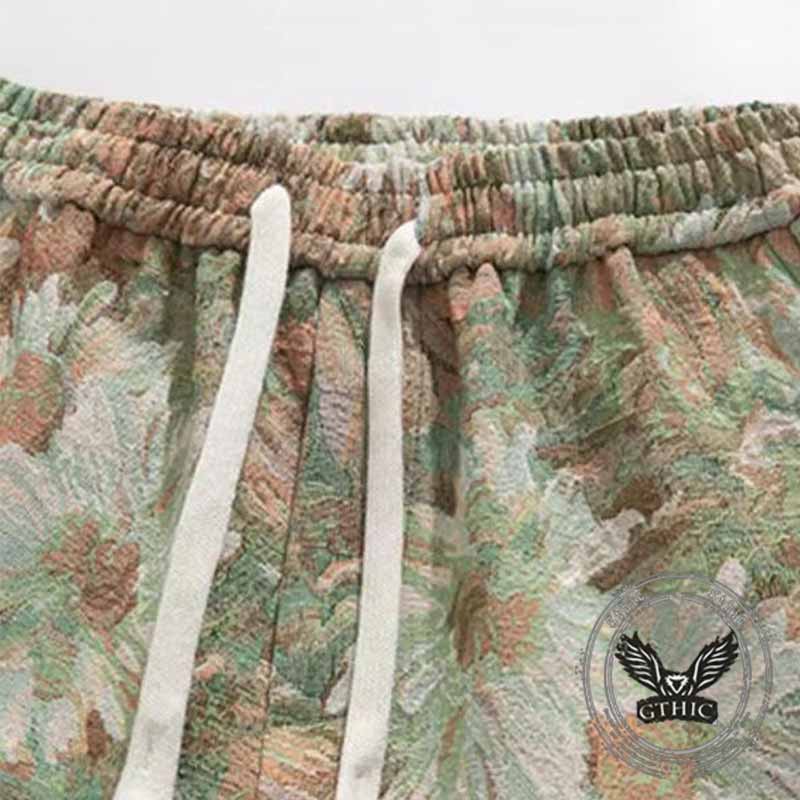 Fashion Floral Print Sport Beach Drawstring Shorts