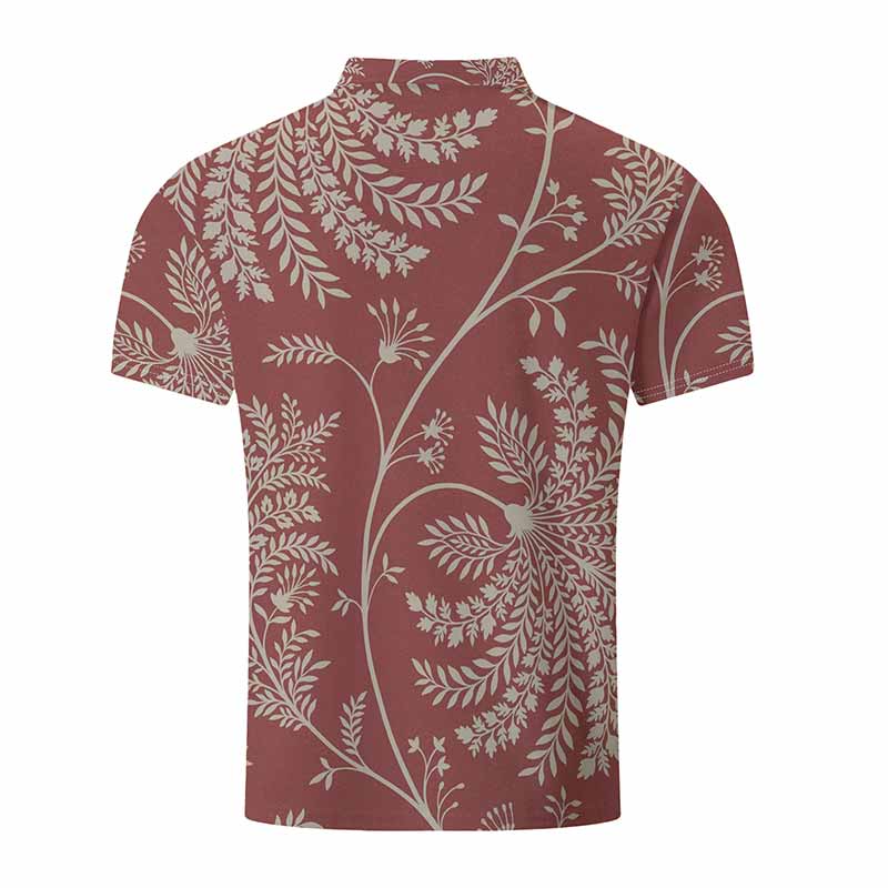 Fashion Flower Print Short Sleeve Lapel Polo Shirt 02 | Gthic.com