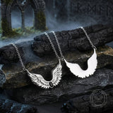 Fashion Gem Feather Wings Stainless Steel Necklace | Gthic.com
