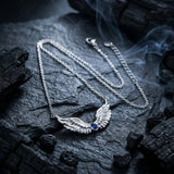 Fashion Gem Feather Wings Stainless Steel Necklace