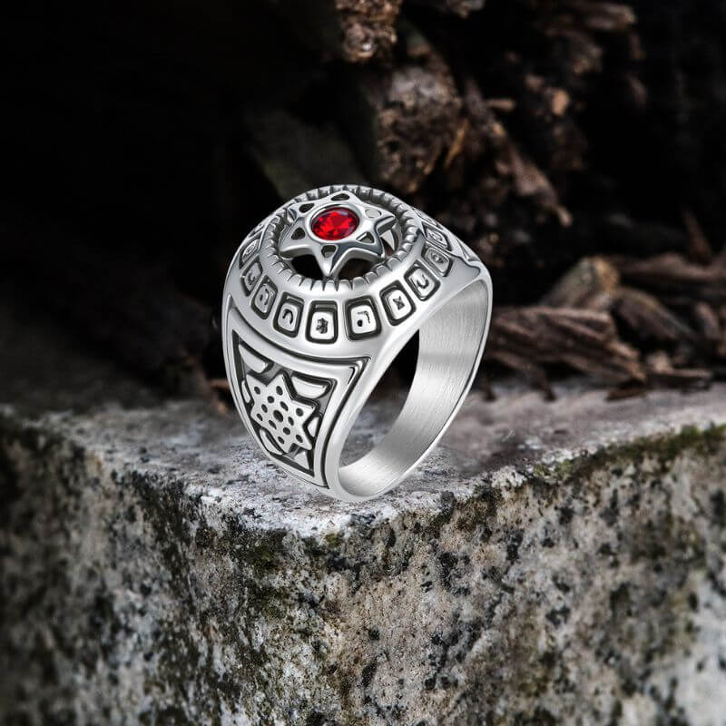 Fashion Gem Hexagonal Stainless Steel David's Star Ring | Gthic.com