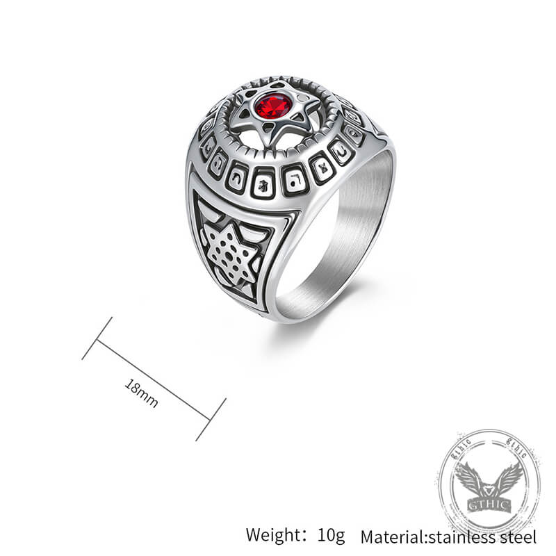 Fashion Gem Hexagonal Stainless Steel David's Star Ring