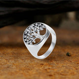 Fashion Gem Hollowed Tree Of Life Stainless Steel Viking Ring | Gthic.com