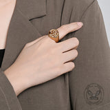 Fashion Gem Hollowed Tree Of Life Stainless Steel Viking Ring | Gthic.com