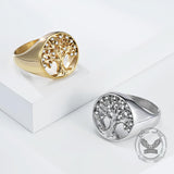 Fashion Gem Hollowed Tree Of Life Stainless Steel Viking Ring | Gthic.com
