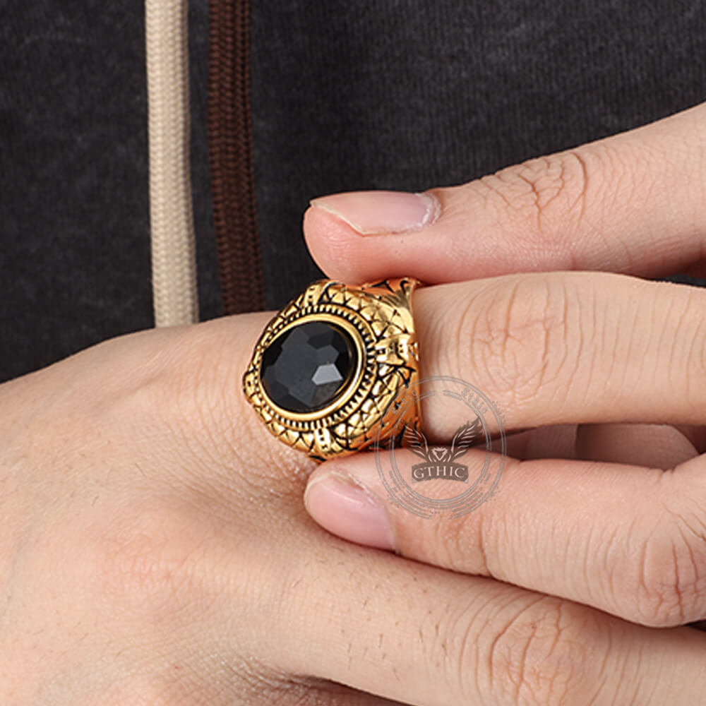 Fashion Gemstone Zulfiqar Sword Stainless Steel Ring