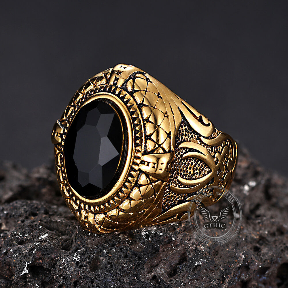 Fashion Gemstone Zulfiqar Sword Stainless Steel Ring