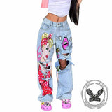 Punk-Hose für Herren aus Baumwolle mit Aufnäher und Totenkopf-Aufdruck