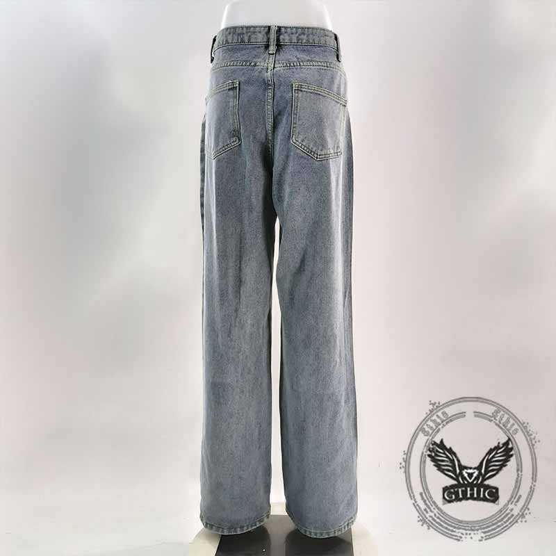 Punk-Hose für Herren aus Baumwolle mit Aufnäher und Totenkopf-Aufdruck