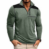 Fashion Half-Zip Stand-Up Collar Color-Blocked Top | Gthic.com