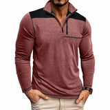 Fashion Half-Zip Stand-Up Collar Color-Blocked Top | Gthic.com