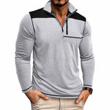 Fashion Half-Zip Stand-Up Collar Color-Blocked Top