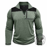 Fashion Half-Zip Stand-Up Collar Color-Blocked Top