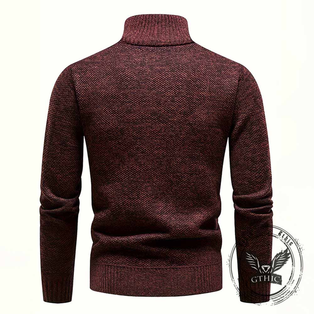Fashion Half-Zip Thickened Stand Neck Pullover Sweater
