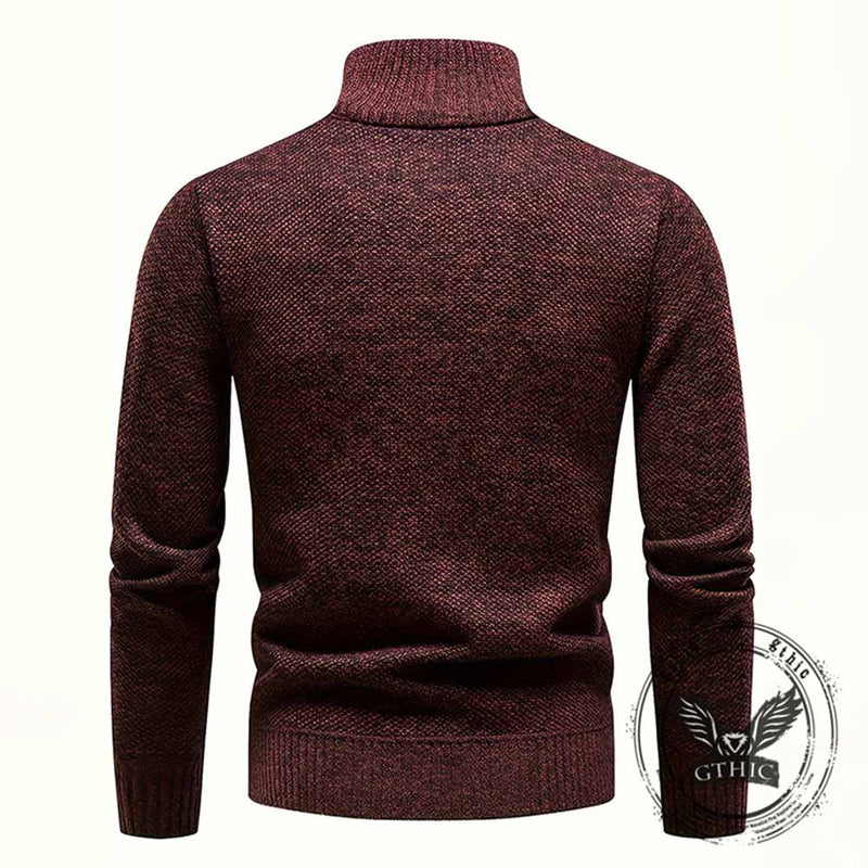 Fashion Half-Zip Thickened Stand Neck Pullover Sweater