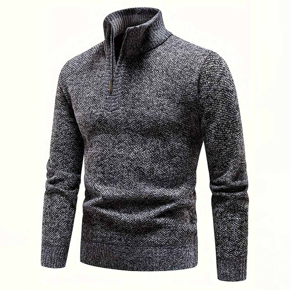 Fashion Half-Zip Thickened Stand Neck Pullover Sweater | Gthic.com