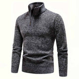 Fashion Half-Zip Thickened Stand Neck Pullover Sweater | Gthic.com