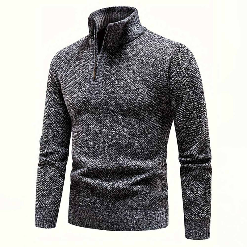 Fashion Half-Zip Thickened Stand Neck Pullover Sweater | Gthic.com