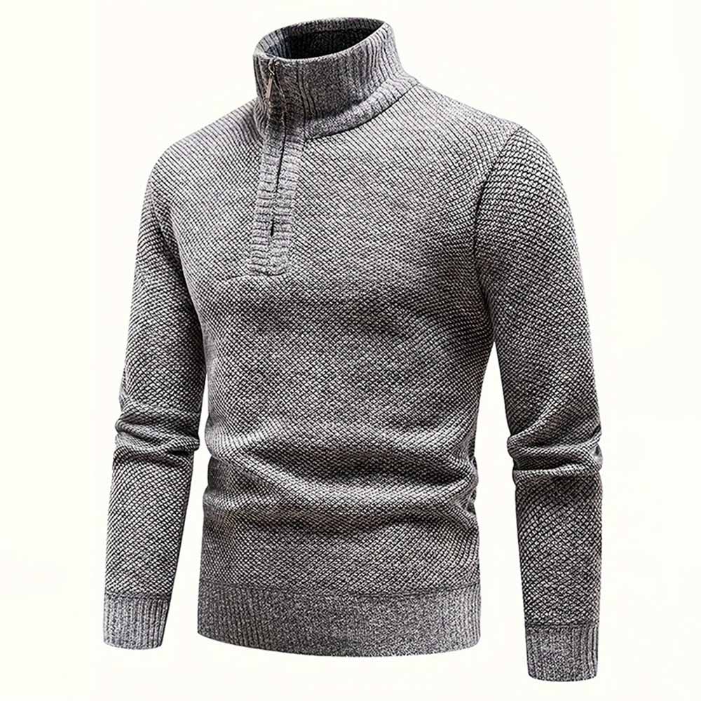 Fashion Half-Zip Thickened Stand Neck Pullover Sweater | Gthic.com