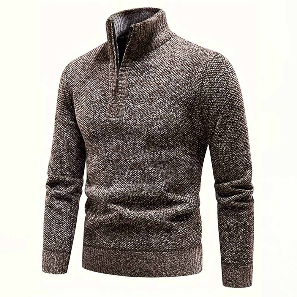 Fashion Half-Zip Thickened Stand Neck Pullover Sweater