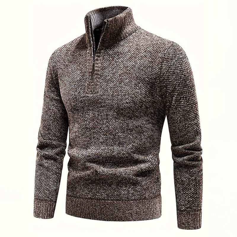 Fashion Half-Zip Thickened Stand Neck Pullover Sweater