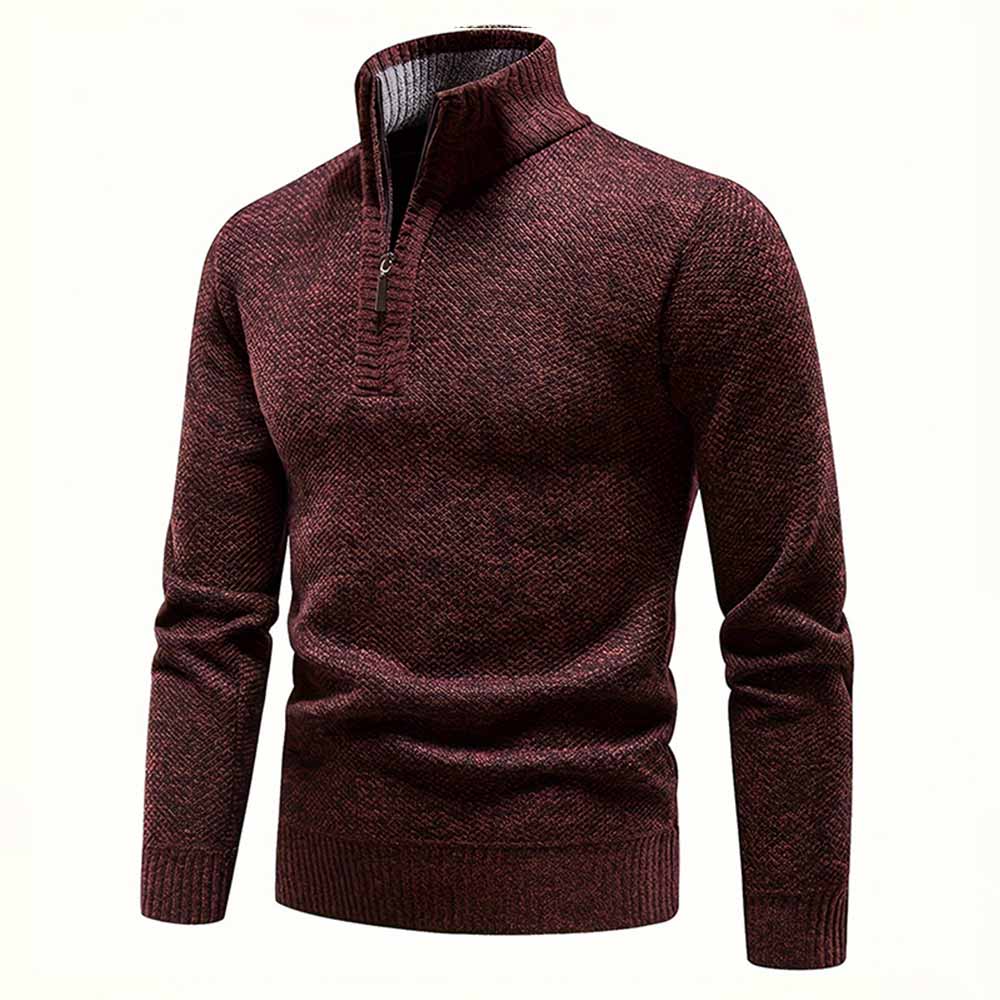 Fashion Half-Zip Thickened Stand Neck Pullover Sweater