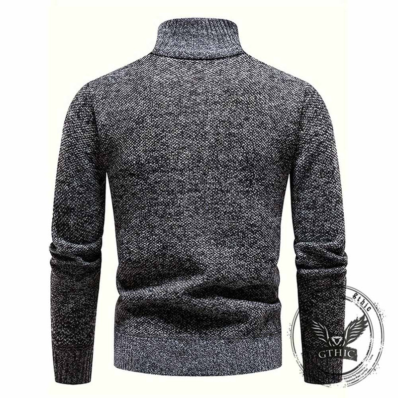 Fashion Half-Zip Thickened Stand Neck Pullover Sweater