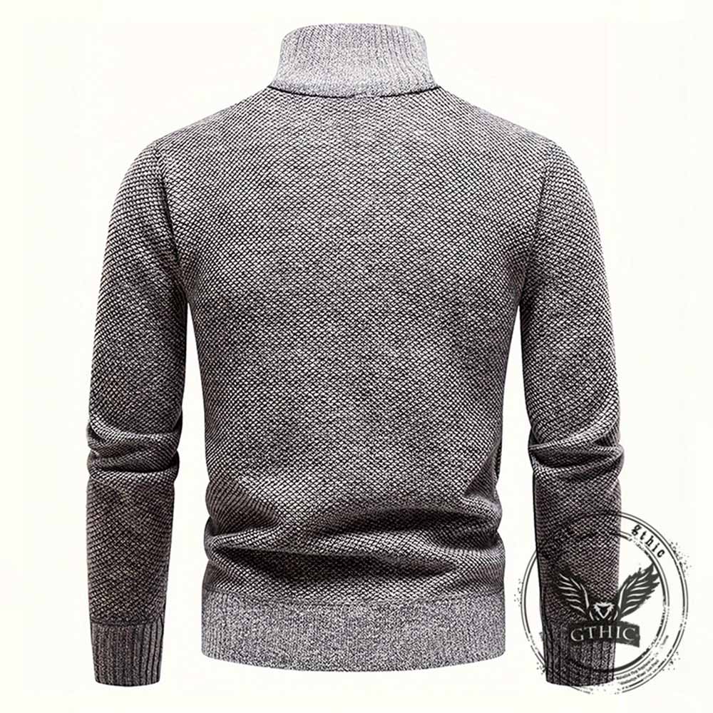 Fashion Half-Zip Thickened Stand Neck Pullover Sweater