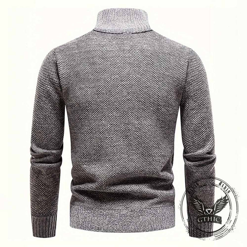 Fashion Half-Zip Thickened Stand Neck Pullover Sweater