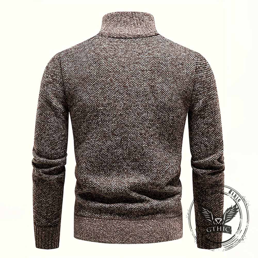 Fashion Half-Zip Thickened Stand Neck Pullover Sweater