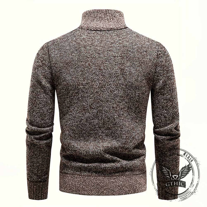 Fashion Half-Zip Thickened Stand Neck Pullover Sweater