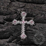 Fashion Heart Zircon Inlaid Copper Cross Pendant