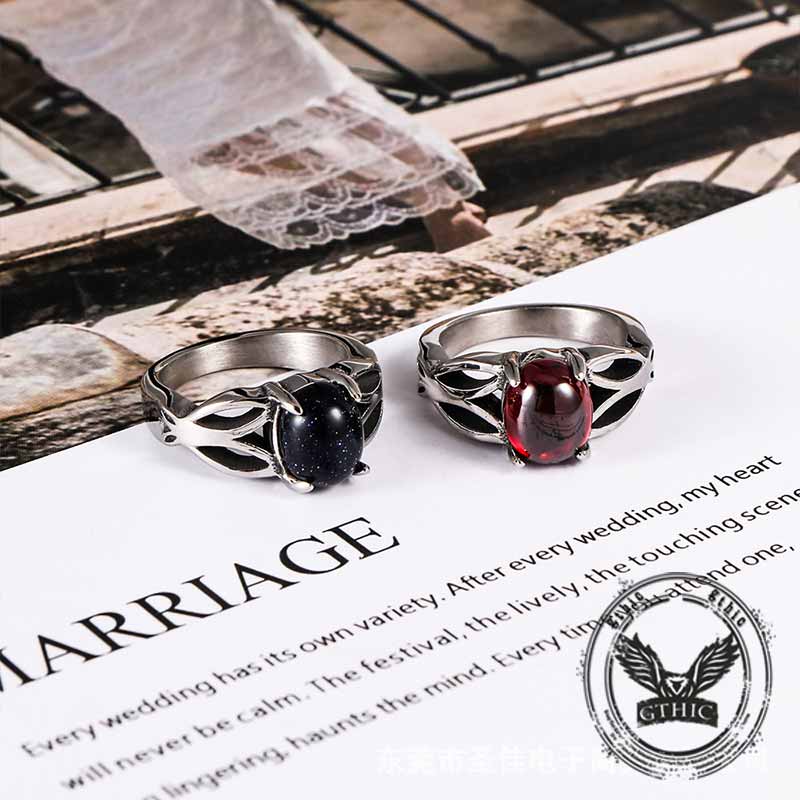 Fashion Hollow Design Stainless Steel Gemstone Ring 01 | Gthic.com