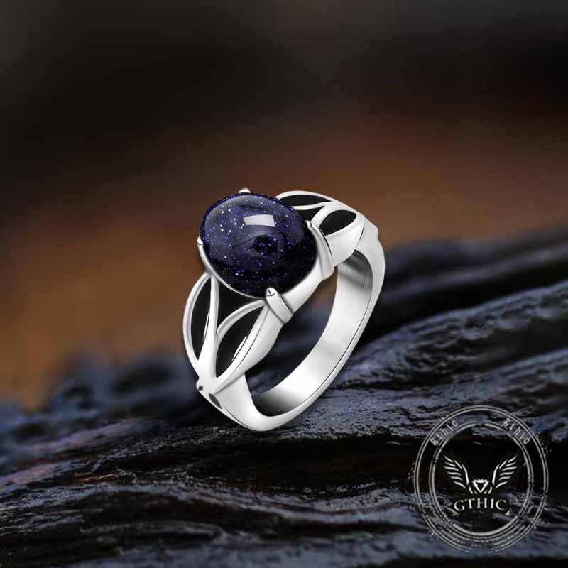 Fashion Hollow Design Stainless Steel Gemstone Ring 02 | Gthic.com