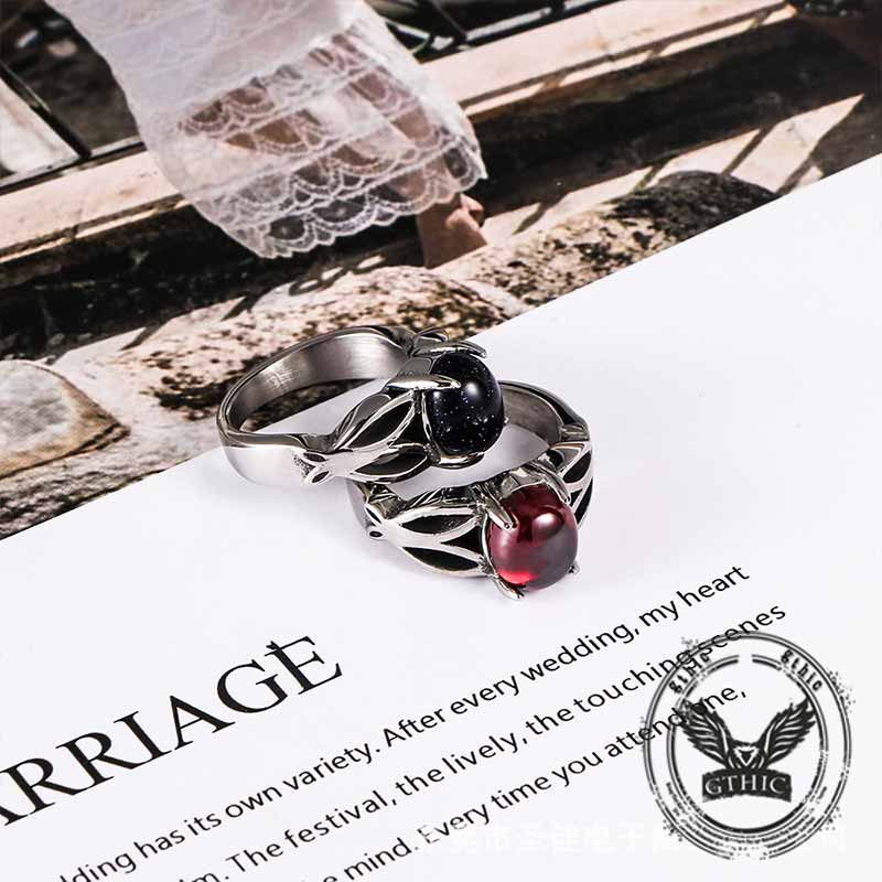 Fashion Hollow Design Stainless Steel Gemstone Ring 03 | Gthic.com