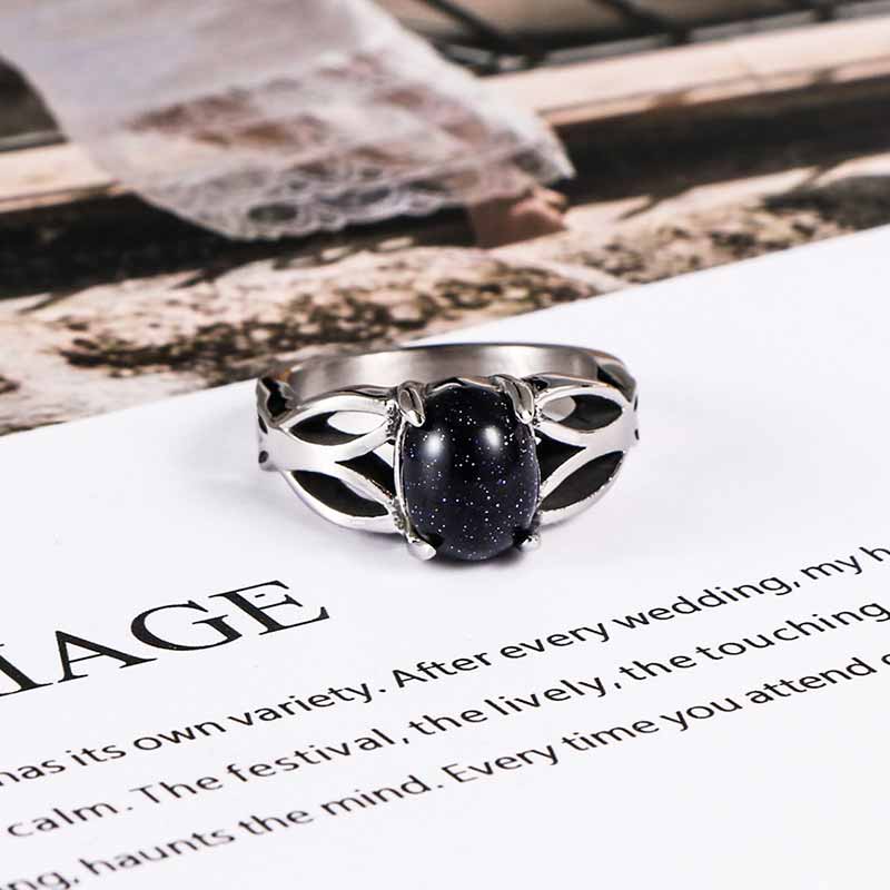 Fashion Hollow Design Stainless Steel Gemstone Ring