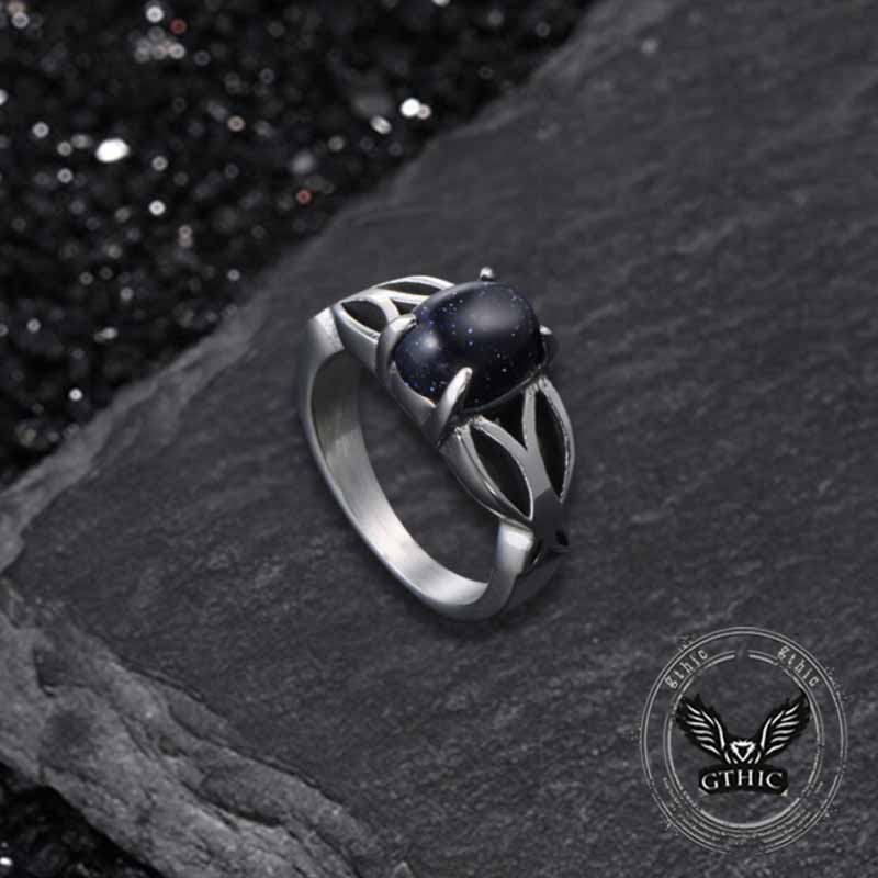 Fashion Hollow Design Stainless Steel Gemstone Ring