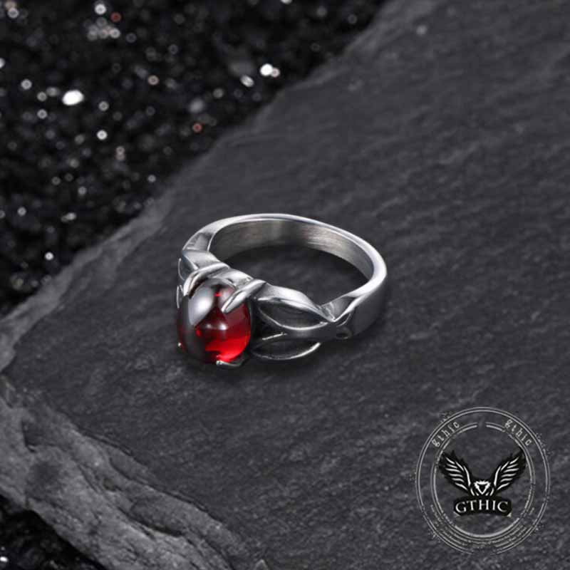 Fashion Hollow Design Stainless Steel Gemstone Ring