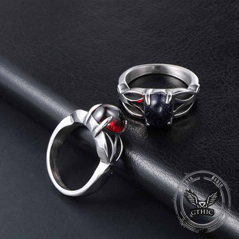 Fashion Hollow Design Stainless Steel Gemstone Ring
