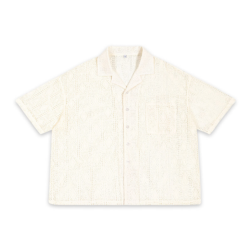 Fashion Hollow Mesh Crochet See-through Lace Shirt | Gthic.com