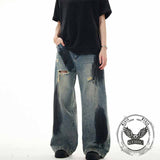 Pantaloni punk da uomo in cotone con stampa teschio patch