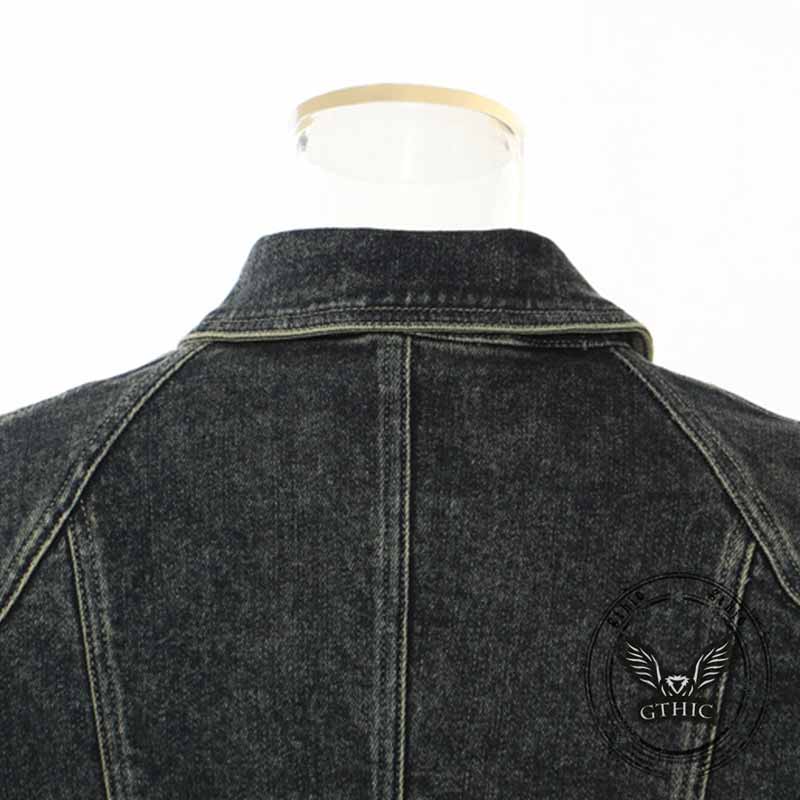 Fashion Irregular Cut Half-Zip Lapel Denim Jacket | Gthic.com
