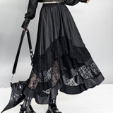 Fashion Mid-Length Lace Paneled A-Line Skirt