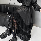 Fashion Mid-Length Lace Paneled A-Line Skirt