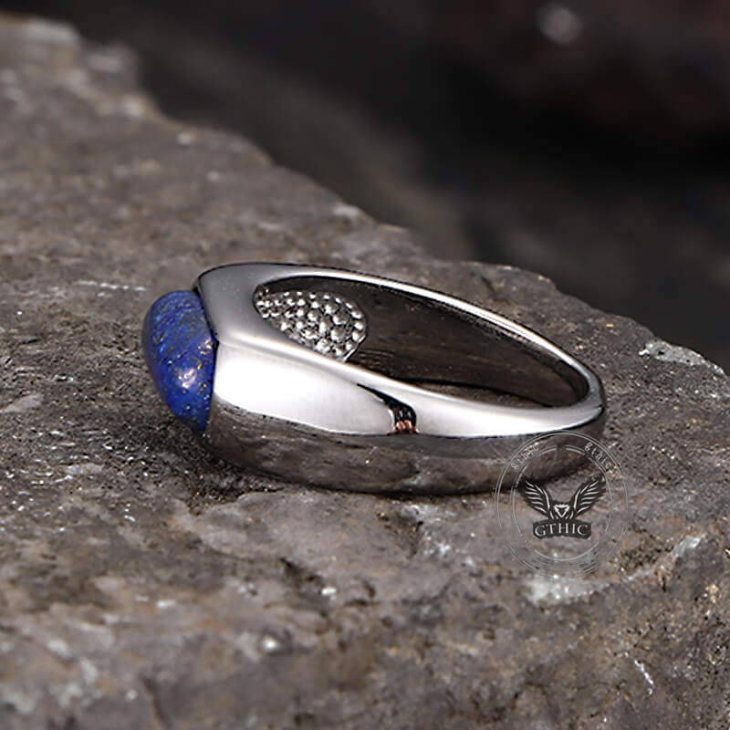 Fashion Oval Lapis Lazuli Stainless Steel Ring