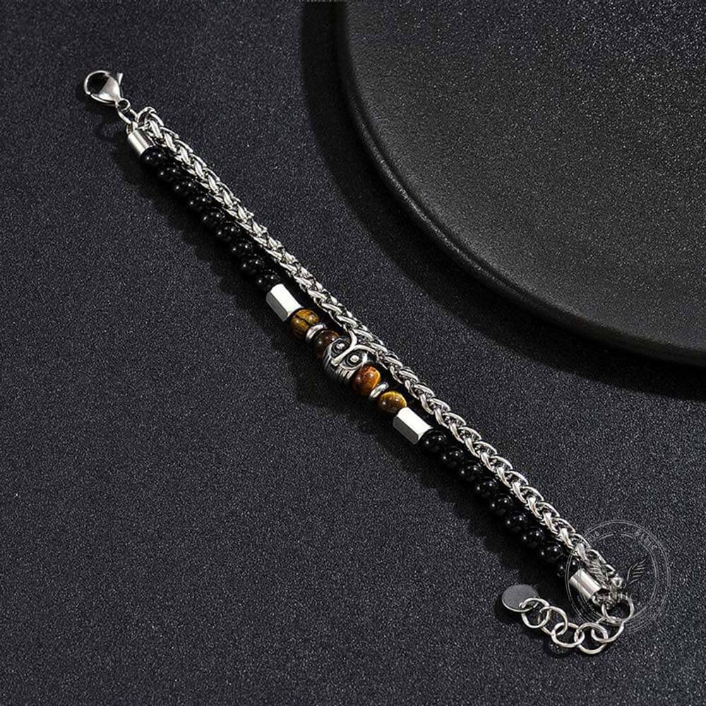 Fashion Owl Double Chain Glass Crystal Stainless Steel Bracelet | Gthic.com