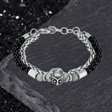Fashion Owl Double Chain Glass Crystal Stainless Steel Bracelet