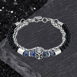 Fashion Owl Double Chain Glass Crystal Stainless Steel Bracelet